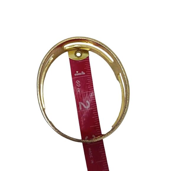 Y2K COACH Cuff Bracelet S/M BLACK GOLD Square Cut Out Modern Designer Rare VNTG - Picture 9 of 14